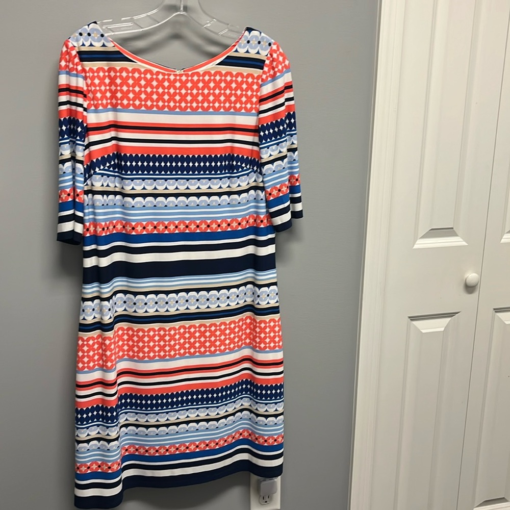 Eliza J Lined Elbow Sleeve Print Dress